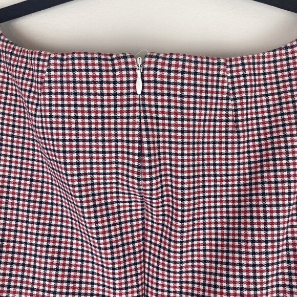 J. Crew Women's Plaid Pencil Dress Size 2 Red Black Mini Check Cotton Sleeveless - Picture 7 of 12
